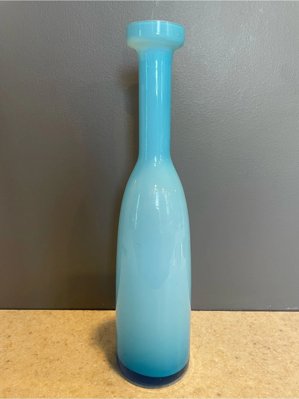 MCM Vintage Denmark Art Glass Blue Holmegaard Cased Glass Decanter Bottle